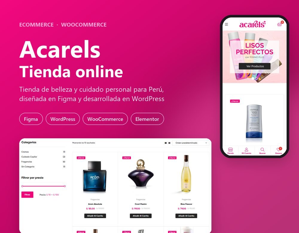 Acarels, tienda online de belleza con WooCommerce
